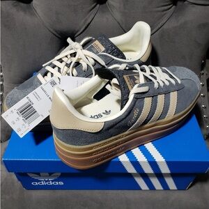 Women’s Adidas Gazelle Bold “Grey Magic Beige Gum” Size 6 BRAND NEW (rare color)